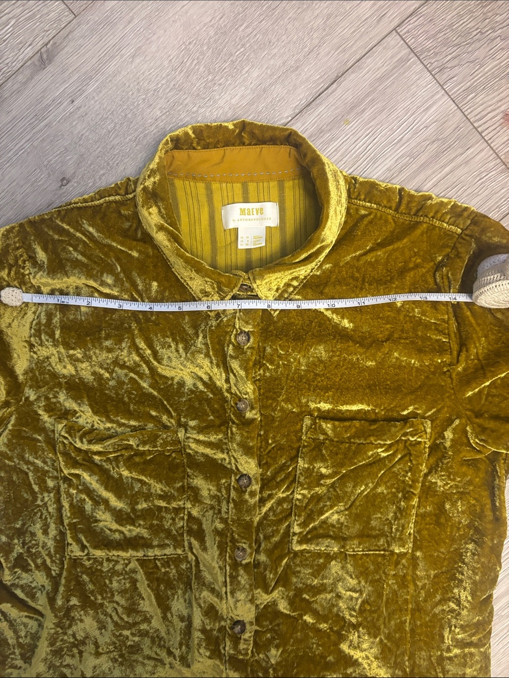 Anthropologie Maeve Crushed Velvet Button Down Shirt Fall Autumn Boho - Picture 6 of 10